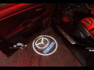 Лазерная подсветка Welcome со светящимся логотипом GMC в черном металлическом корпусе, комплект 2 шт.